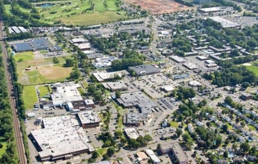 Aerial shot of properties